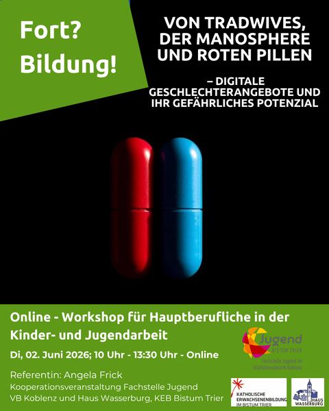 Titelbild zur Veranstaltung Von Tradewives, der Manosphere und roten Pillen - Digitale Geschlechterangebote und ihr gefährliches Potenzial