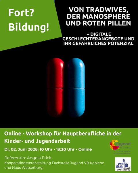 Titelbild zur Veranstaltung Von Tradewives, der Manosphere und roten Pillen - Digitale Geschlechterangebote und ihr gefährliches Potenzial