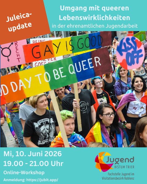 Titelbild zur Veranstaltung JuLeiCa-Update: Umgang mit queeren Lebenswirklichkeiten in der ehrenamtlichen Jugendarbeit