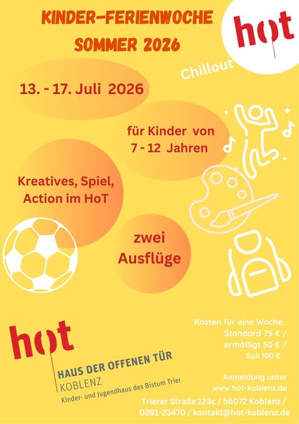 Titelbild zur Veranstaltung Sommer CHILLOUT   Kinderferienwoche 13. -17. Juli 2026