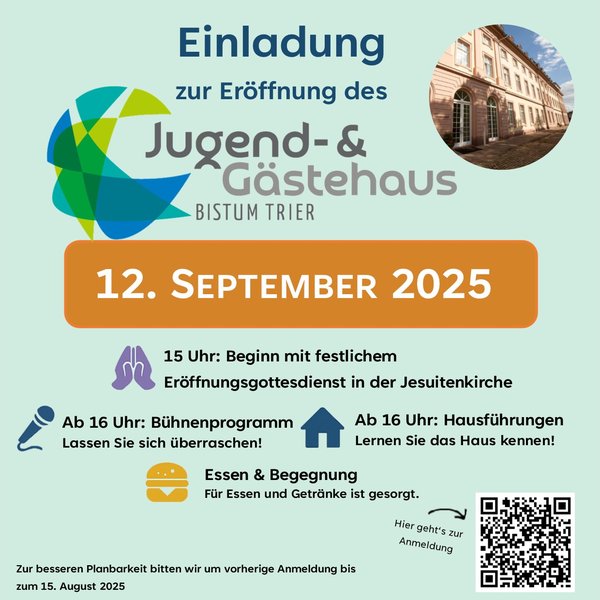 Titelbild zur Veranstaltung Eröffnung Jugend- und Gästehaus Bistum Trier 12. September 2025