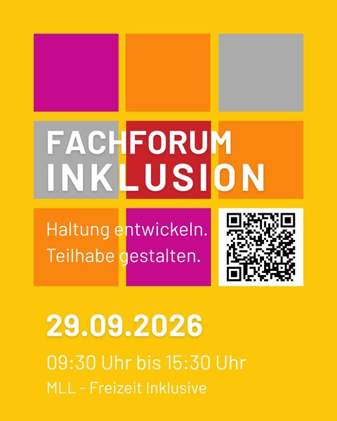 Titel der Veranstaltung vor dem Hintergrund bunter Kacheln.