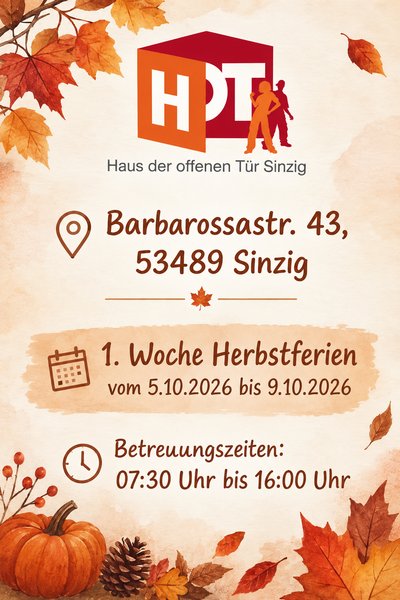 Titelbild zur Veranstaltung 1. Woche Herbstferien vom 05.10.2026.-09.10.2026