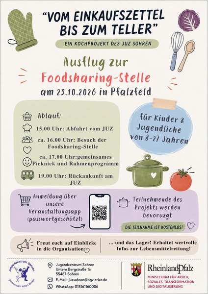 Titelbild zur Veranstaltung Vom Einkaufszettel bis zum Teller - Ausflug zur Foodsharing-Stelle