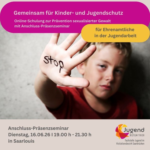 Titelbild zur Veranstaltung E-Learning: Kinder schützen l Prävention sexualisierte Gewalt l Saarlouis