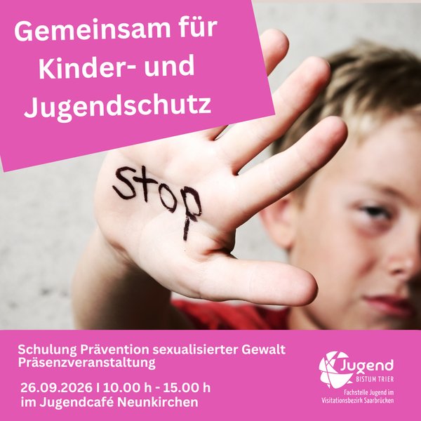 Titelbild zur Veranstaltung Kinder schützen l Prävention sexualisierte Gewalt l Jugendcafé Neunkirchen