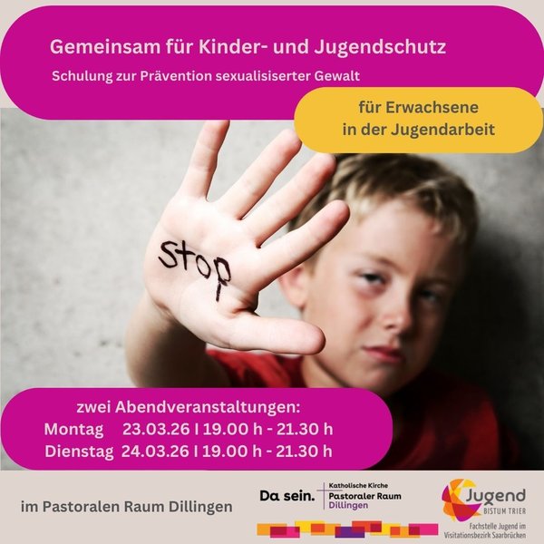 Titelbild zur Veranstaltung 'Kinder schützen l Kurs für Erwachsene in der Jugendarbeit l Dillingen'