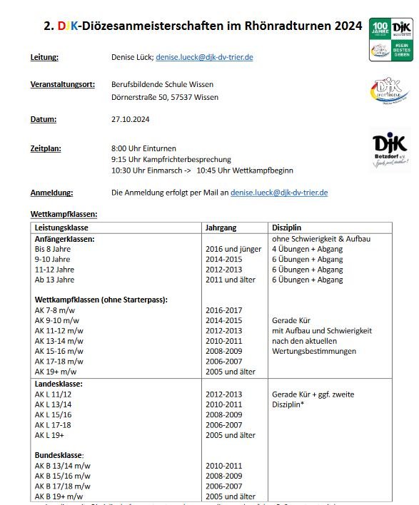 Titelbild zur Veranstaltung DJK Diözesanmeisterschaften Rhönradturnen in Wissen