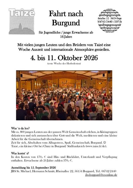 Titelbild zur Veranstaltung Taizé-Fahrt für Jugendliche