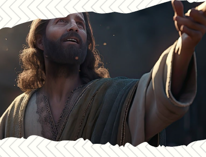 Ein Schauspieler, der Jesus spiel, ist zu sehen