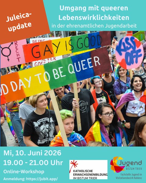 Titelbild zur Veranstaltung JuLeiCa-Update: Umgang mit queeren Lebenswirklichkeiten in der ehrenamtlichen Jugendarbeit