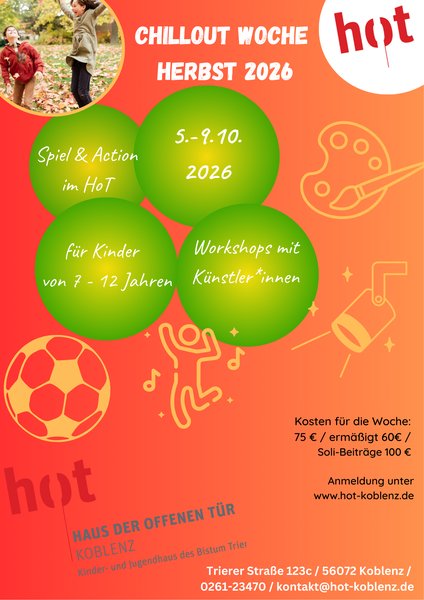 Titelbild zur Veranstaltung Herbst CHILLOUT  Kinderferienwoche  5.-9. Oktober 2026